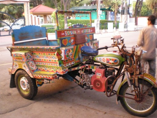 Most locals didn't seem to have cars but they were either riding bikes, scooters, tractors, horses or these really funny looking motorcycle carriages. And for some reason they were all decorated like this. 